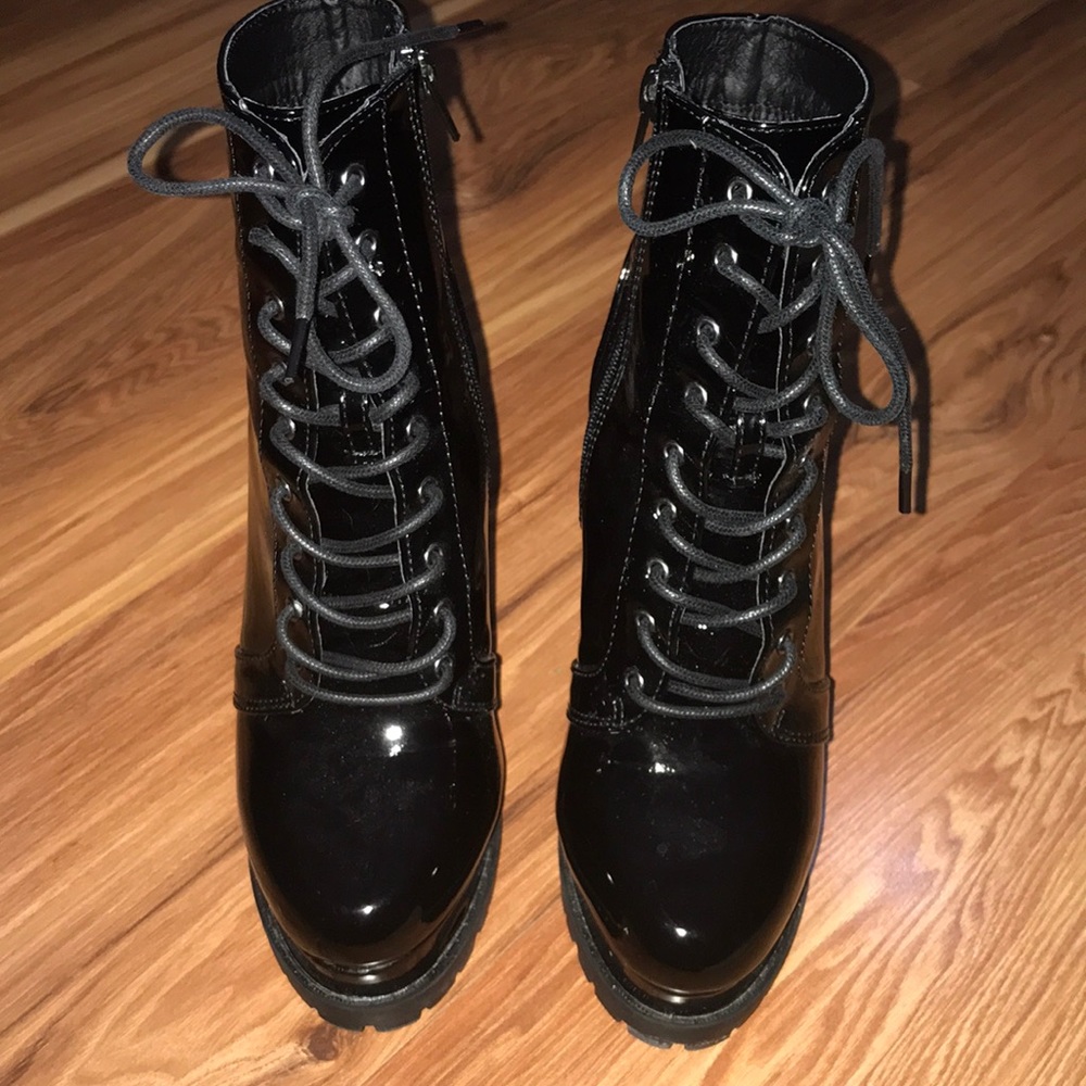 Patent leather boots